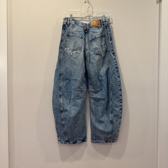 Free People WE THE FREE Good Luck Mid Rise Barrel Jeans - Picture 2 of 3